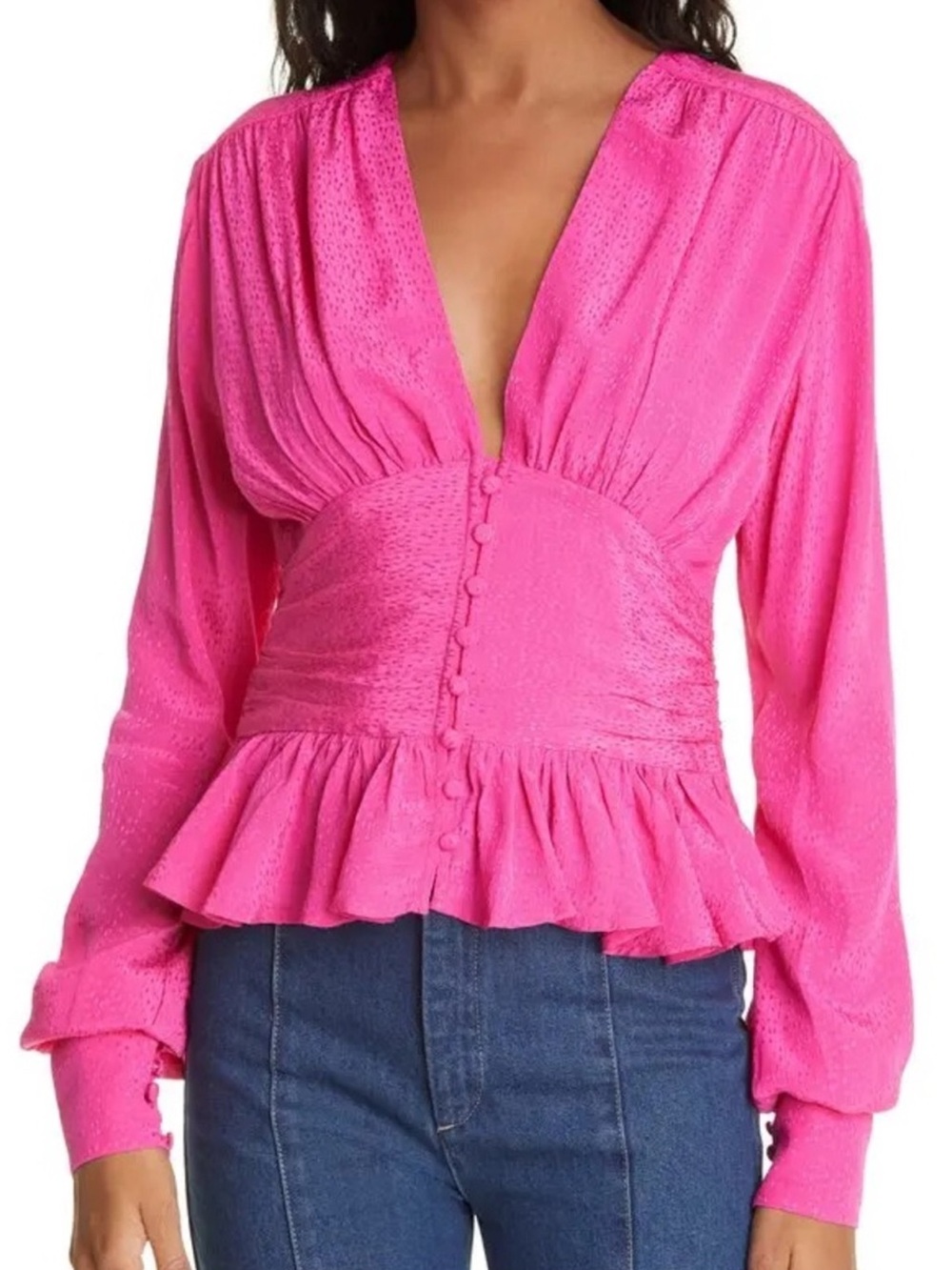 BIRGER CHRISTENSEN $220 • 18” PTP • Tracy Pleated Printed Jacquard Blouse NEW - Picture 11 of 11